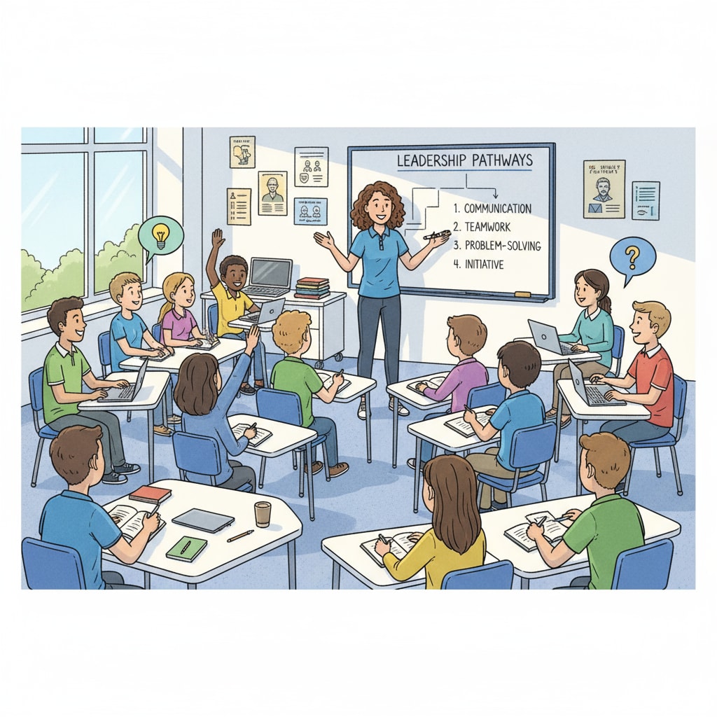 Students engaged in leadership activity related to General Motors, IQ research, and leadership