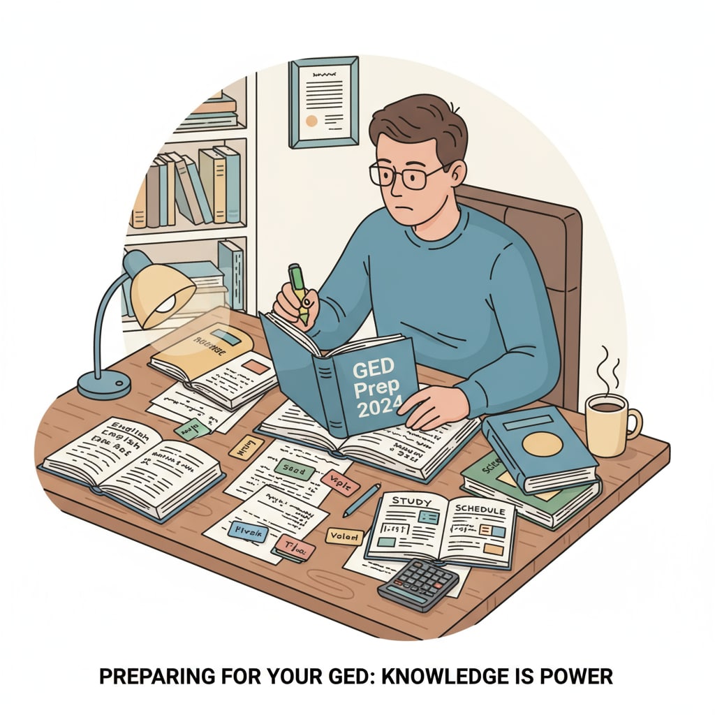Person preparing for GED as part of academic planning after high school dropout