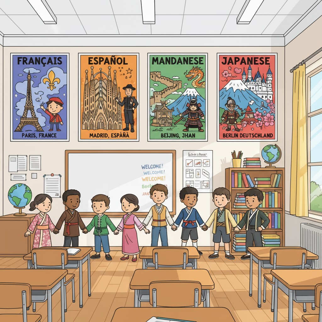 Classroom decorated with cultural posters to inspire language learning and expand cultural horizons