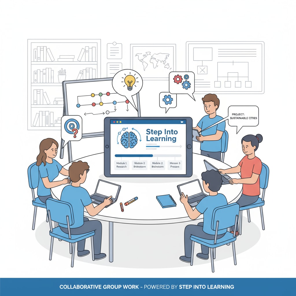 Students using Step Into Learning, a social media-based learning platform, to collaborate on a group project in an uncensored learning space