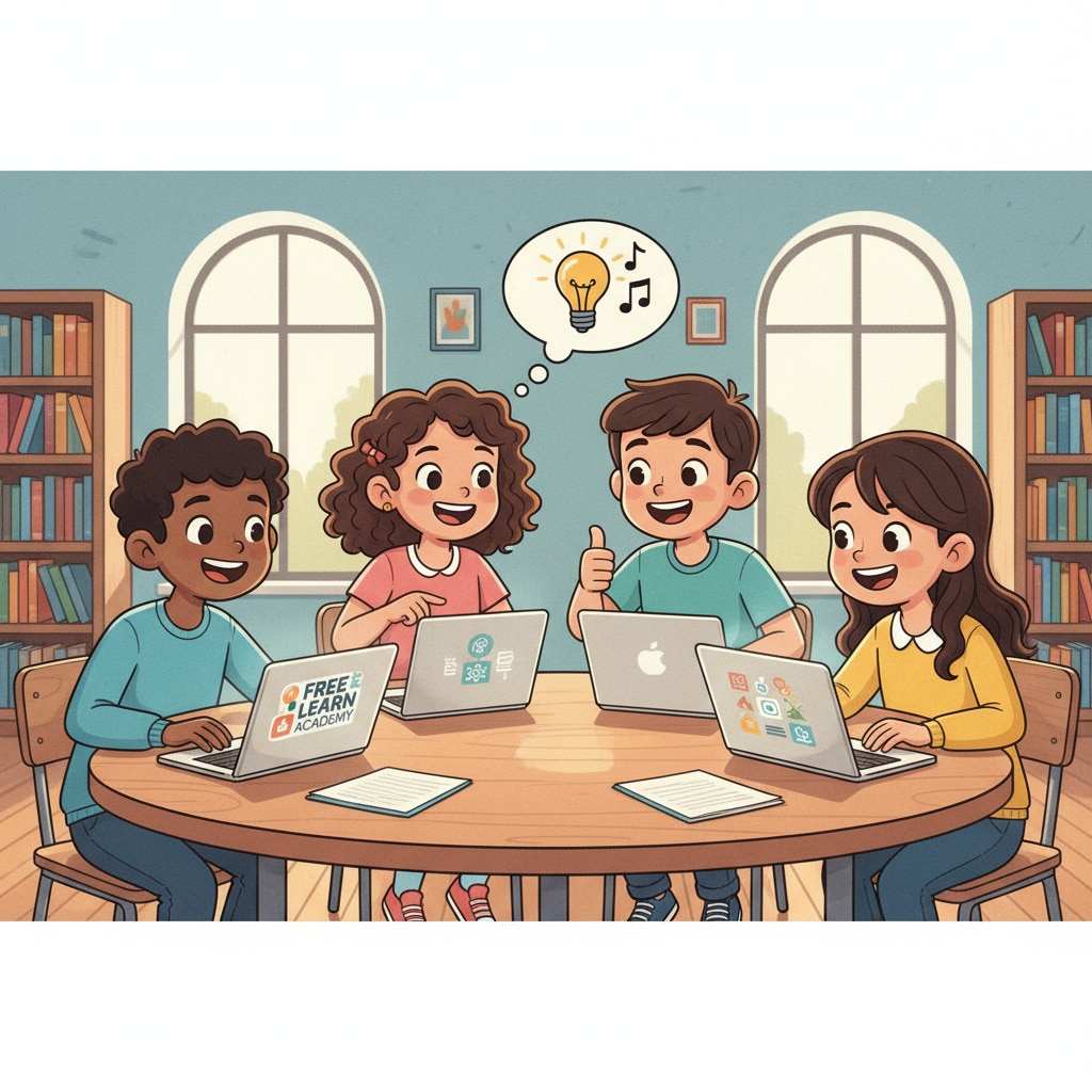Students accessing a free learning platform with private messaging features