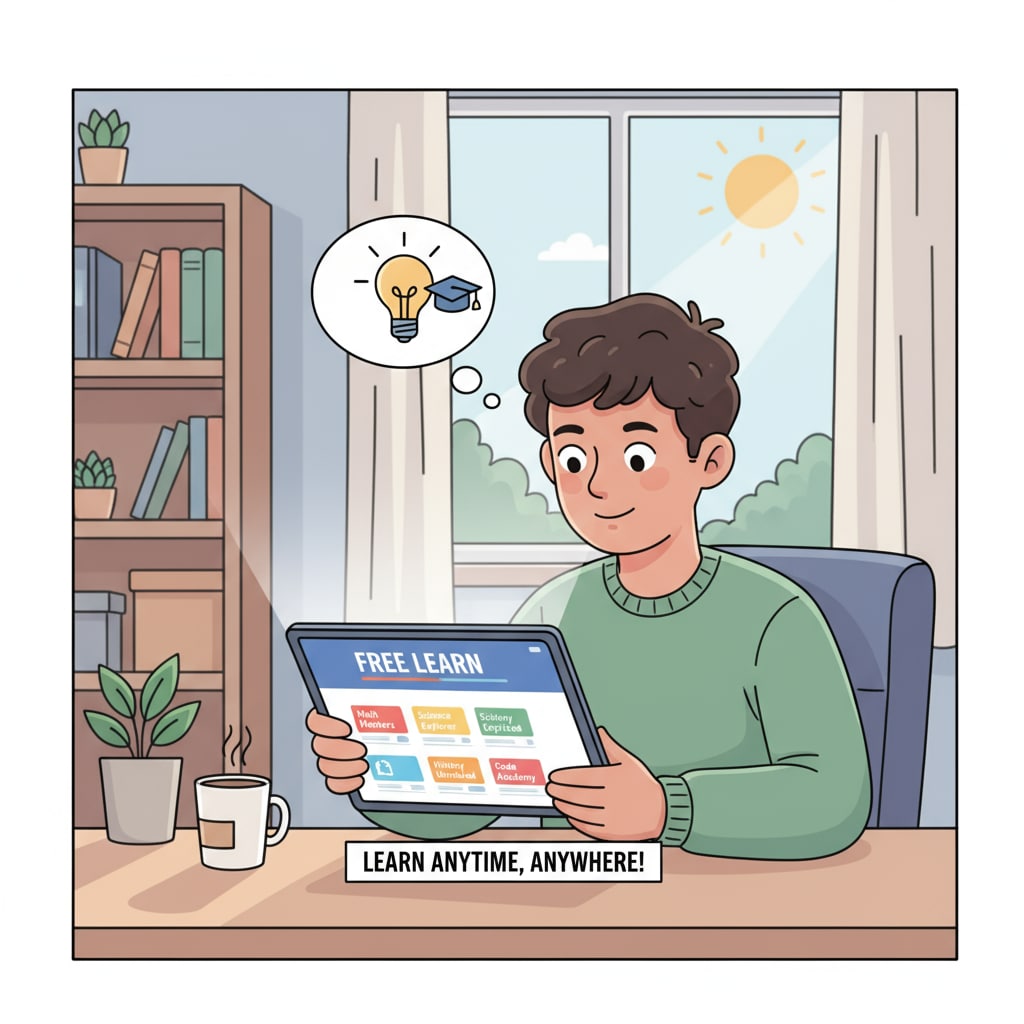 Student using a free learning platform for educational purposes