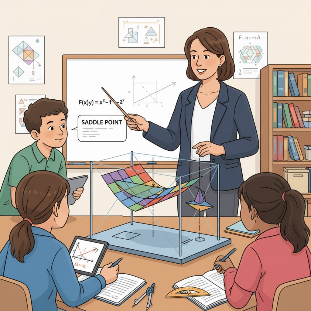 A teacher using teaching aids in a math education class with an engineering concept connection