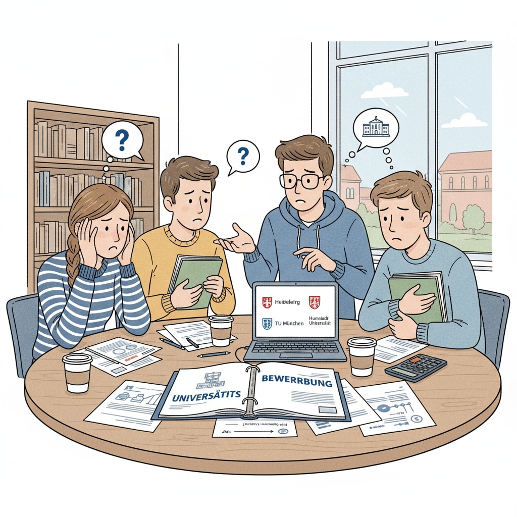 German students discussing university applications in relation to predicted grades, Oxford University, and German education laws