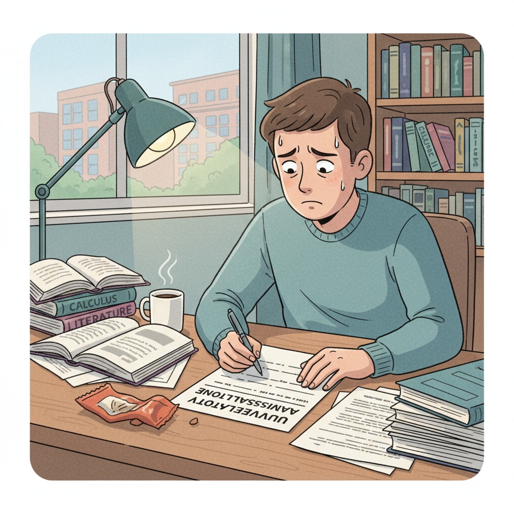 Student looking worried while filling out university application form due to issues related to predicted grades, Oxford University, and German education laws