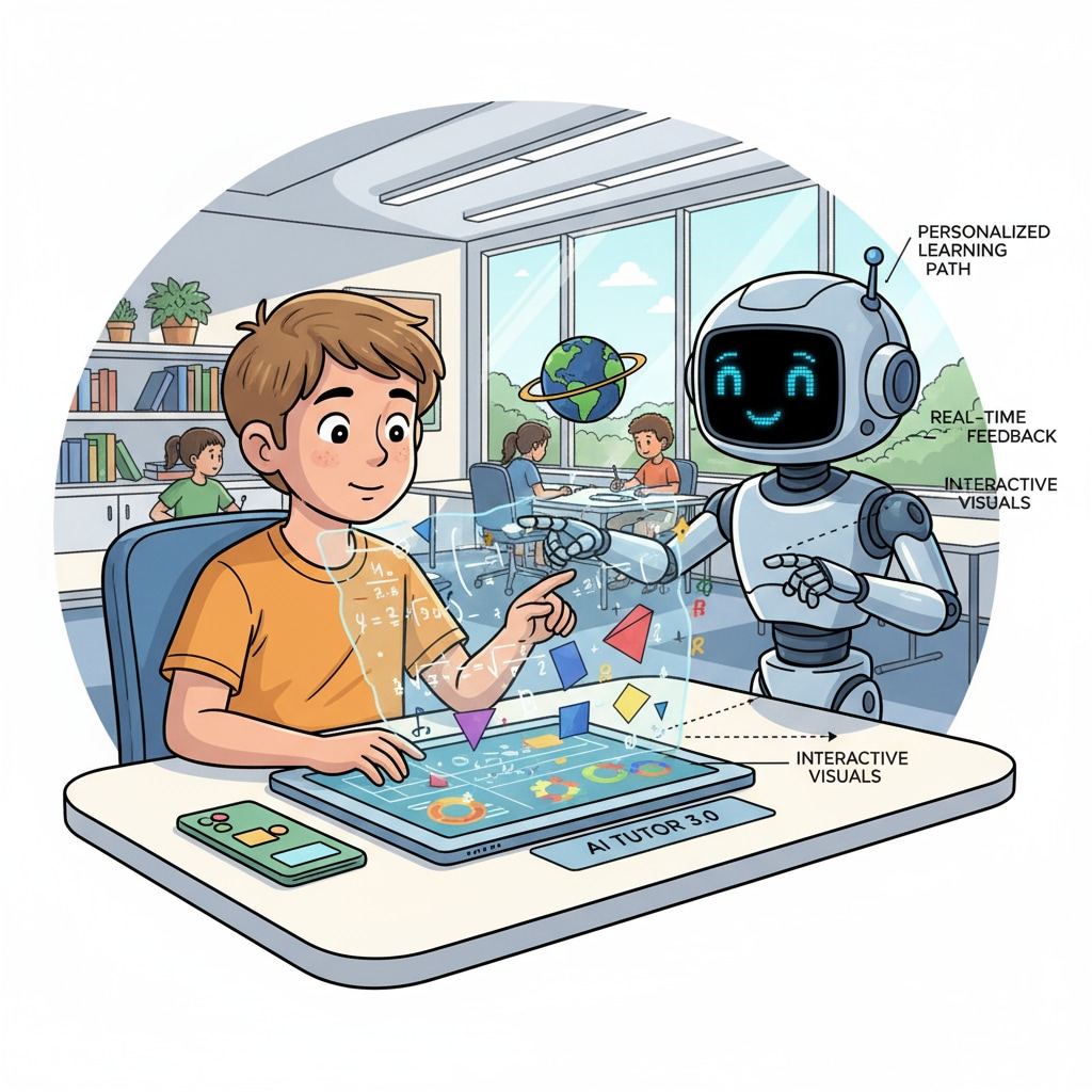 A child using an AI - based educational tool for learning