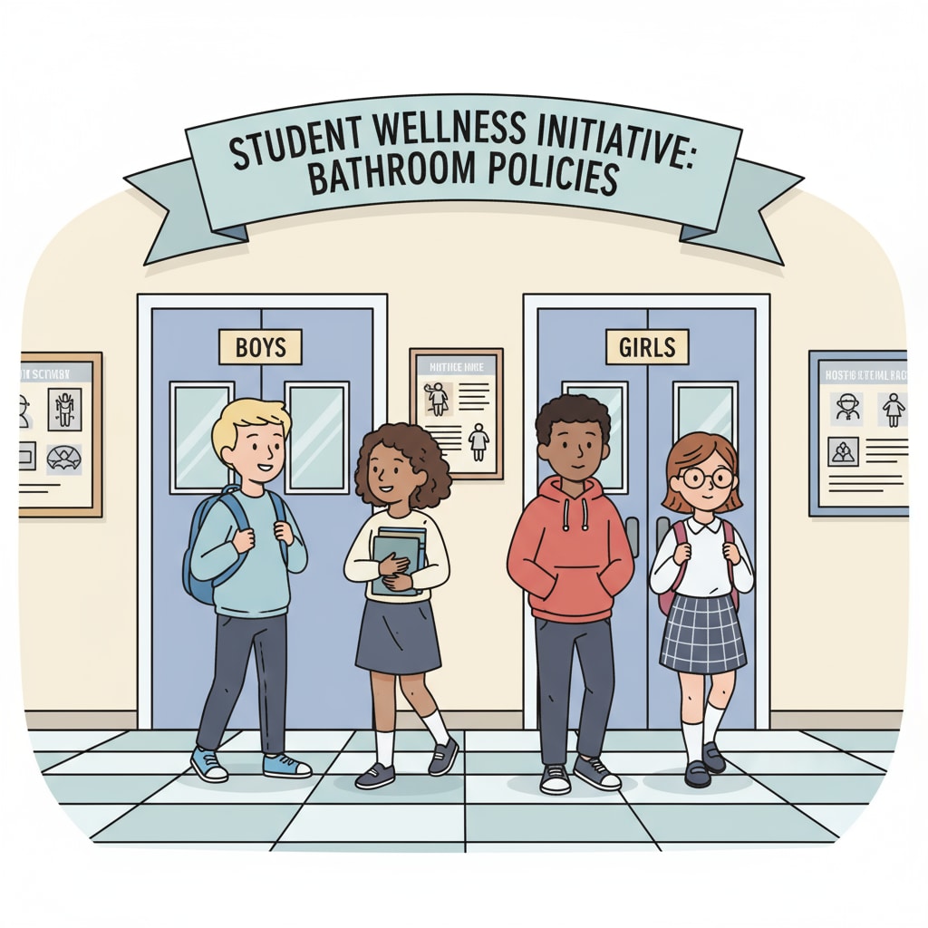 Students walking towards school bathrooms in the context of the Department of Education's investigation in Fairfax County regarding gender policies.