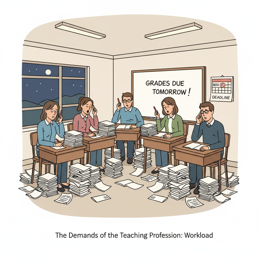 Teachers experiencing overload while grading papers