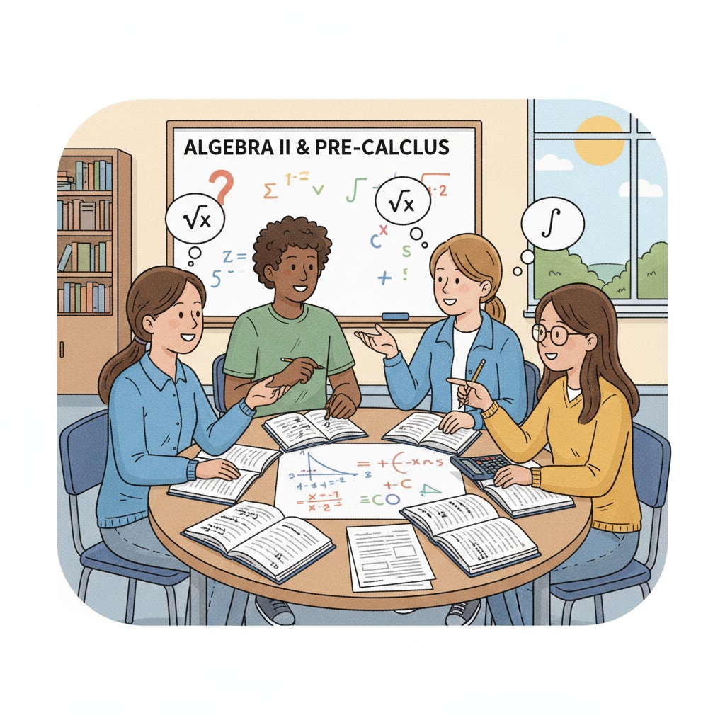 Students discussing high school math problems in a study group related to high school math, standardized tests, and learning resources