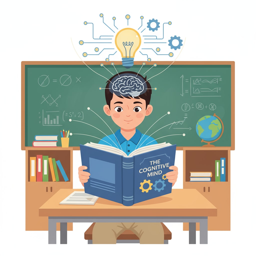 A student showing concentration and cognitive functions while reading