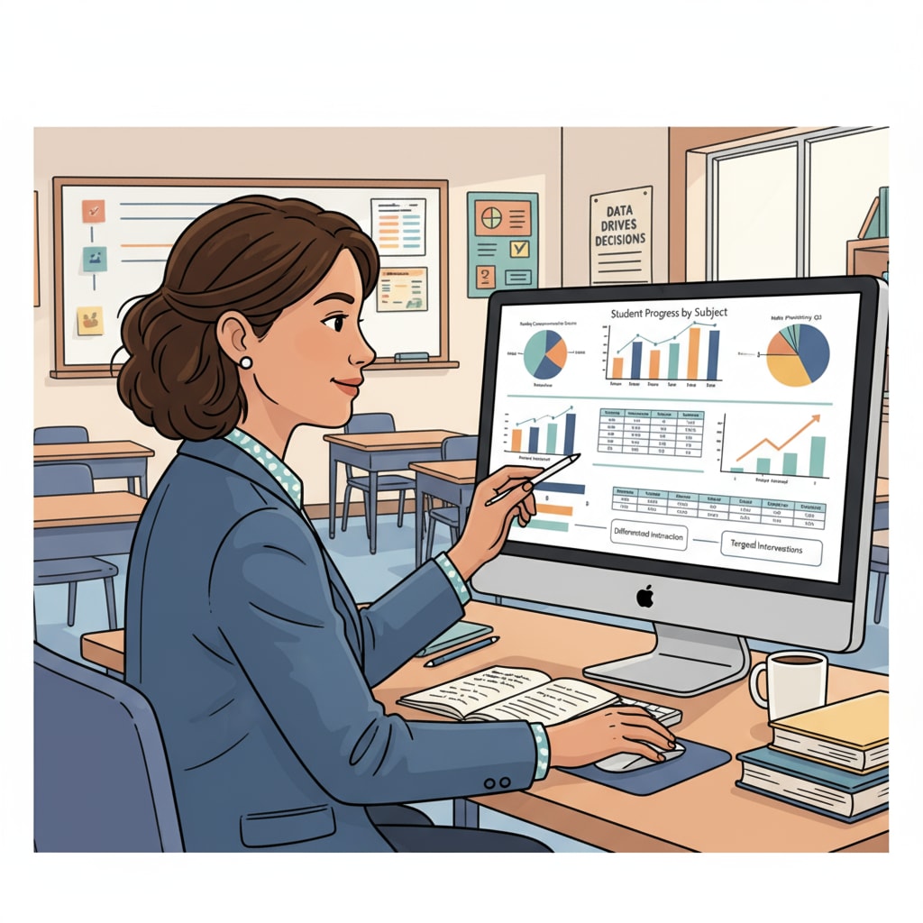 Data analysis, free courses, learning resources in K12 education - Educator analyzing data