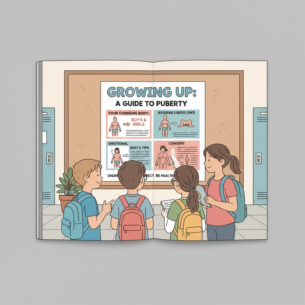 Puberty education poster in school for adolescent health