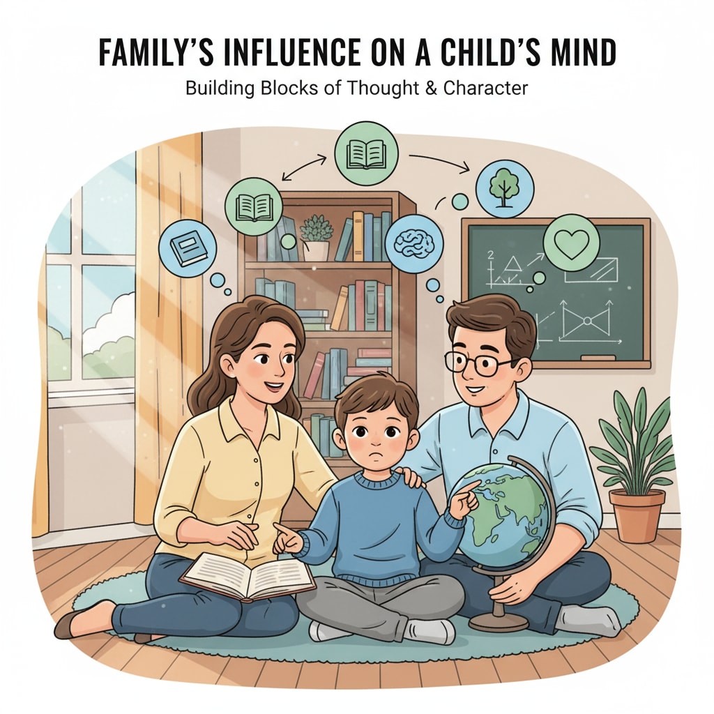 A child engaged in family education, related to family education, bias transmission, and educational choices