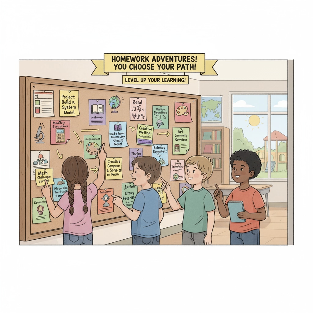 Students selecting homework tasks to enhance self-motivation through autonomy