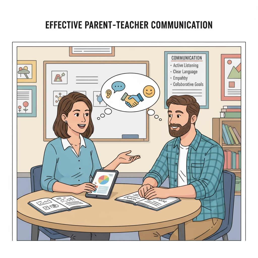 A special education teacher communicating with a parent as part of career transition options.