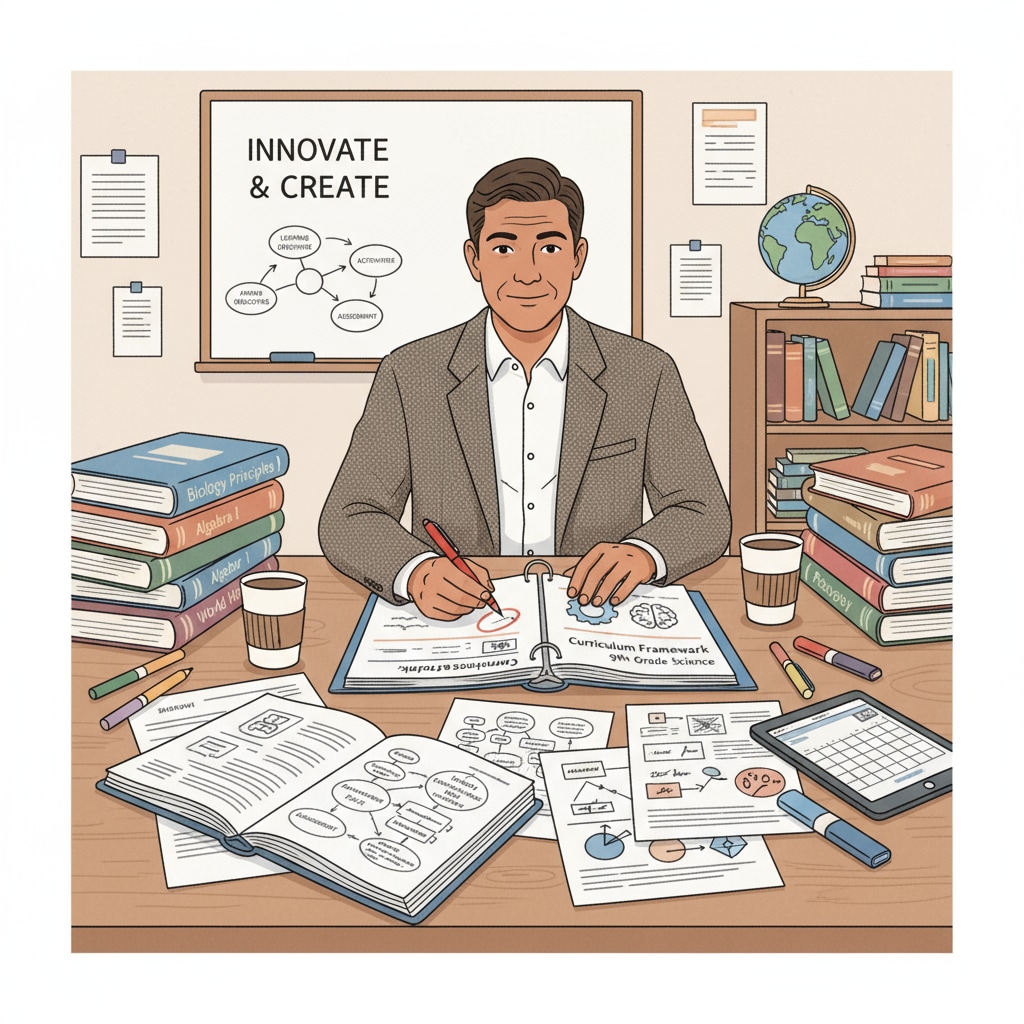 An educator engaged in curriculum design work in the context of an Educational Master program