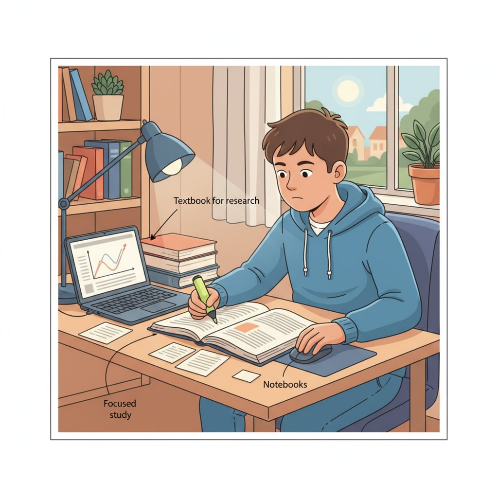 A home school student studying independently