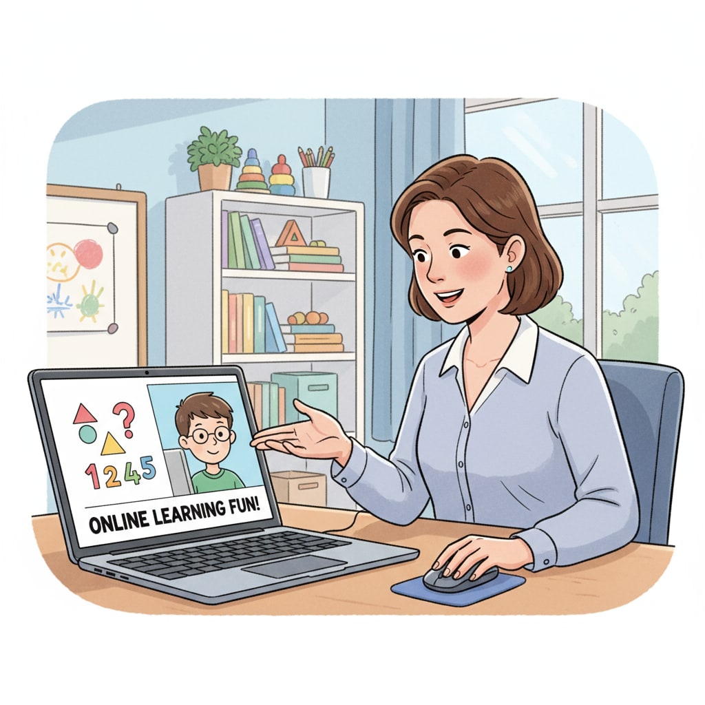 A special education teacher engaged in an online tutoring session to earn supplementary income.