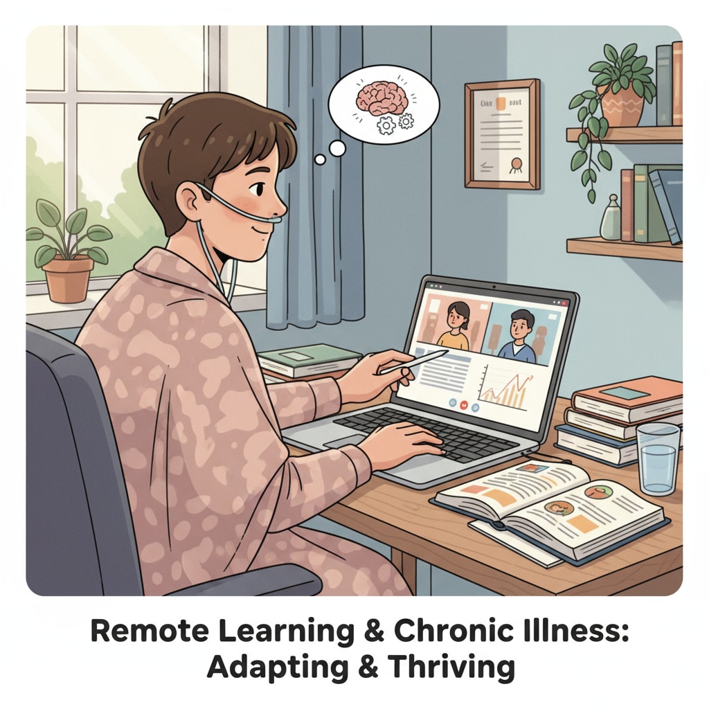 A teen with chronic disease using remote learning as an alternative for high school education and GED readiness.