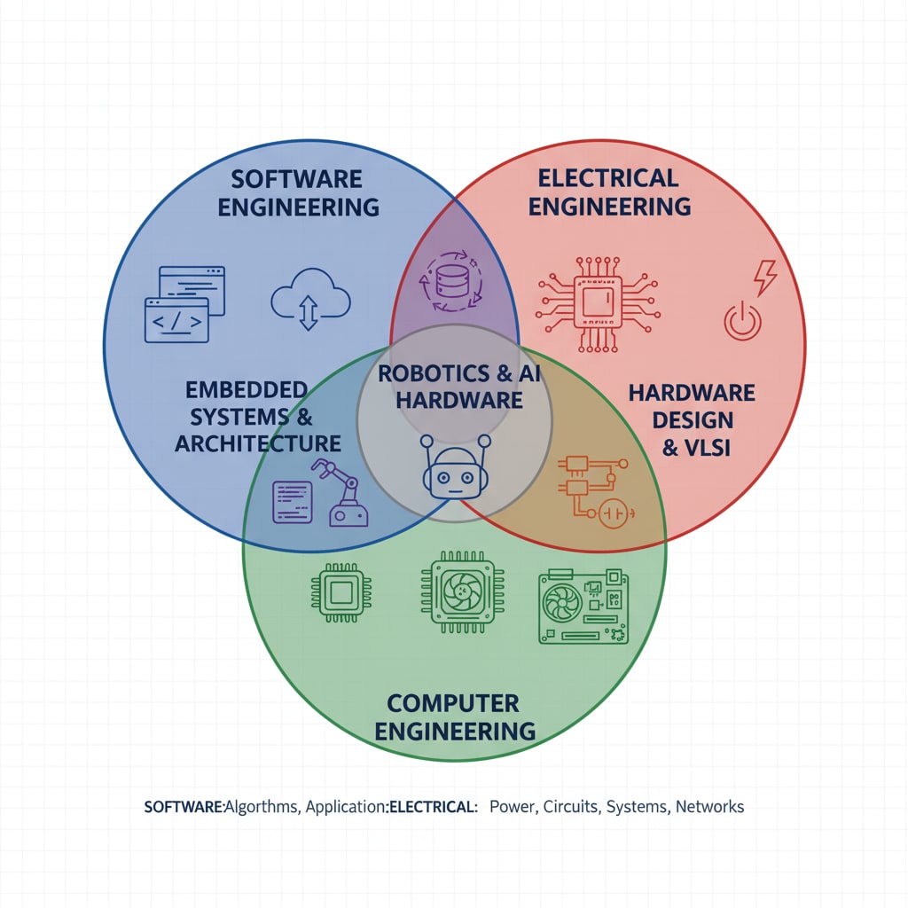 Visual representation of software engineering, professional conversion, and degree selection in engineering fields