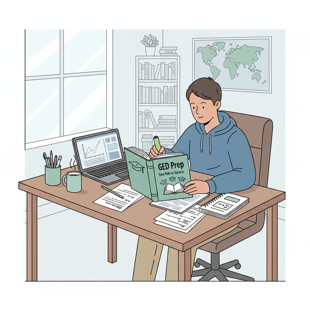 Person studying for the GED for college application purposes