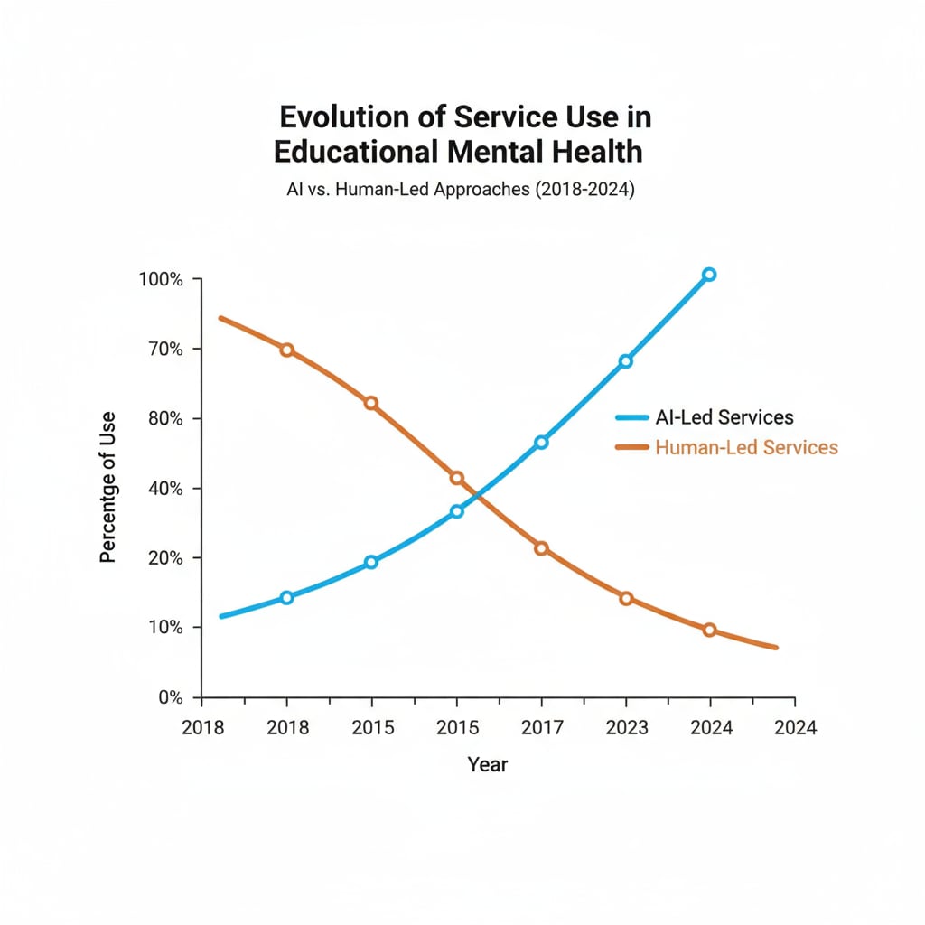 Research, treatment, investigation - Graph of the increasing use of AI in educational mental health services