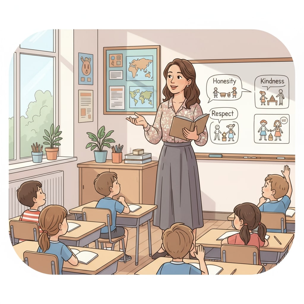 Teacher contemplating the teaching of moral values in the face of social divisions and shared value dilemmas