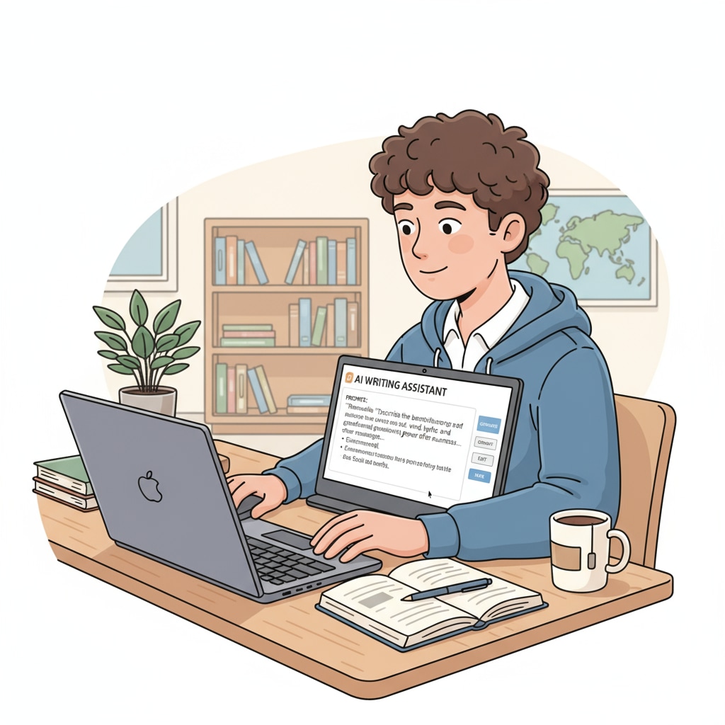 A student using AI writing during English teaching, potentially for cheating purposes