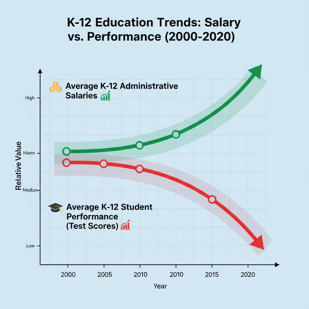 Graph showing the relationship between education administrative salaries and student performance in K12 education