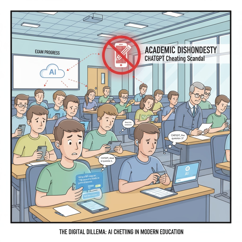 Students cheating with ChatGPT during an educational assessment