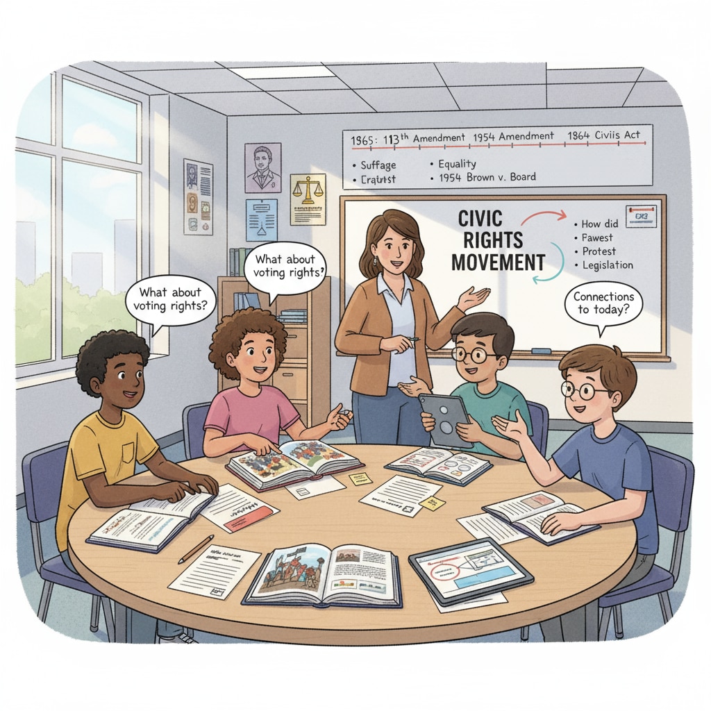 Classroom discussion on historical events for civic literacy under educational standards