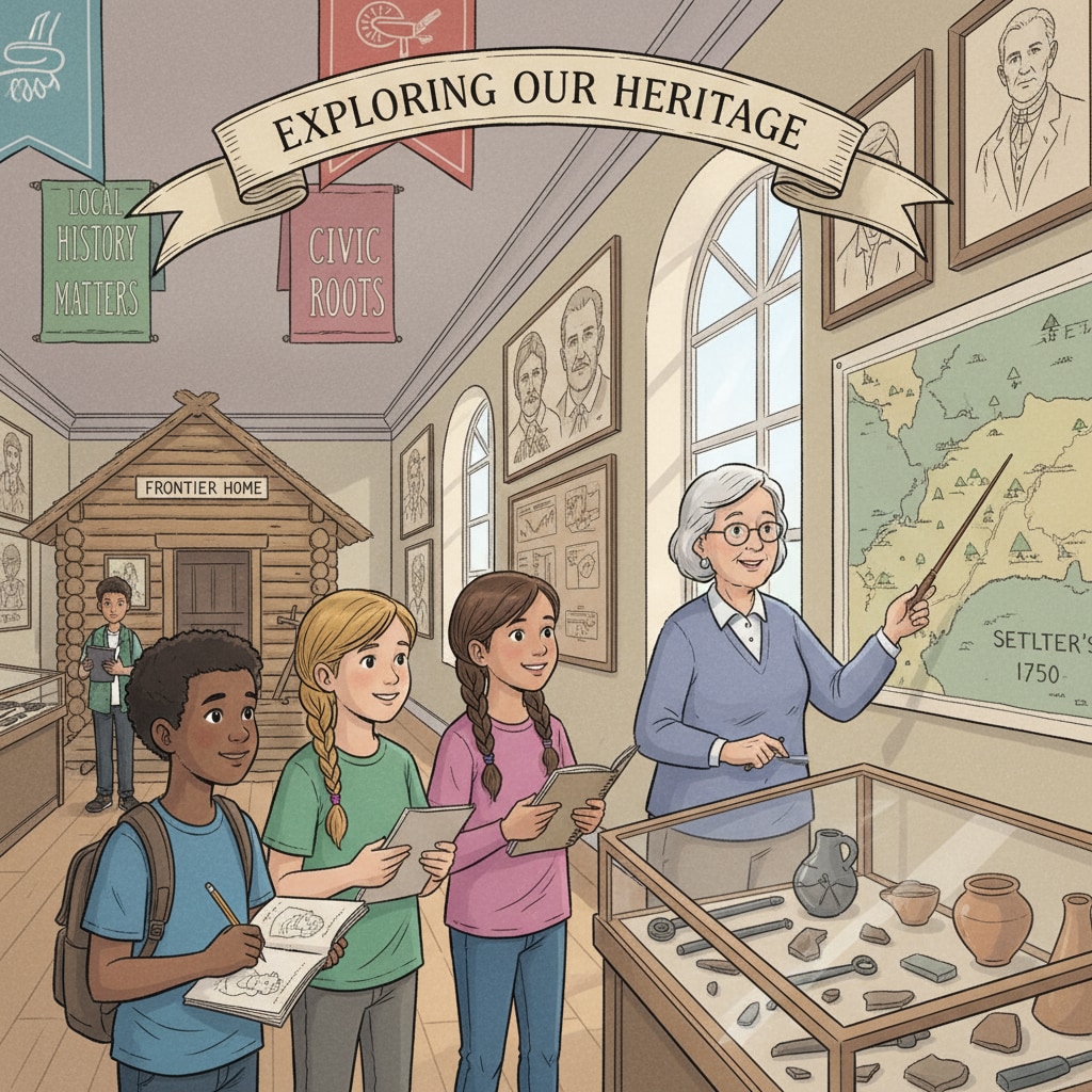 Students visiting historical museum for educational standards, historical knowledge, and civic literacy
