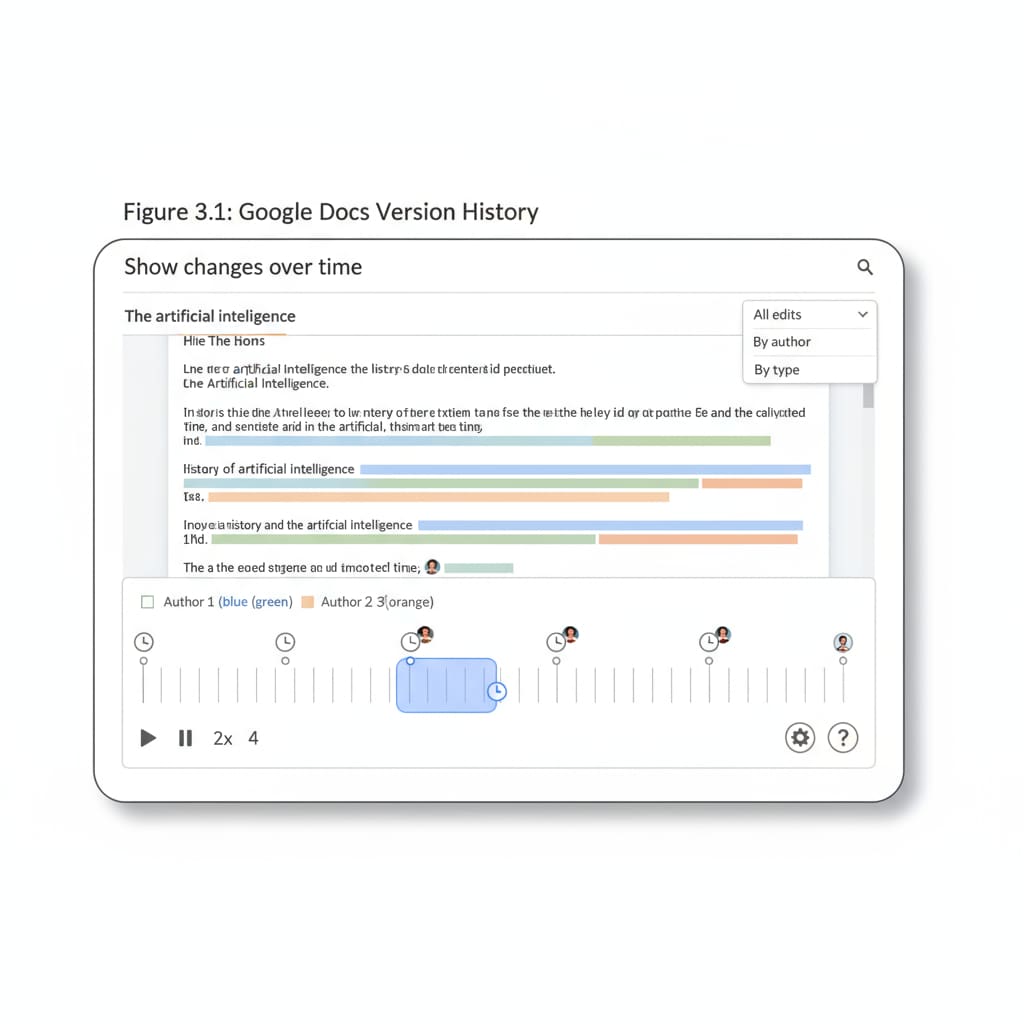 Google Docs replay function interface for uncovering student writing process, detecting plagiarism, and providing learning support