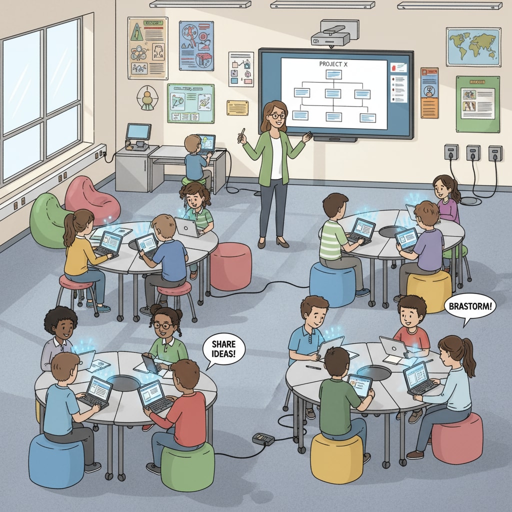 Modern classroom with flexible seating and digital learning tools for K-12 education to meet teenager needs