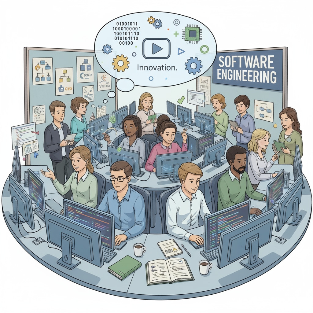 Students with math and physics abilities showing interest in software engineering in a computer lab
