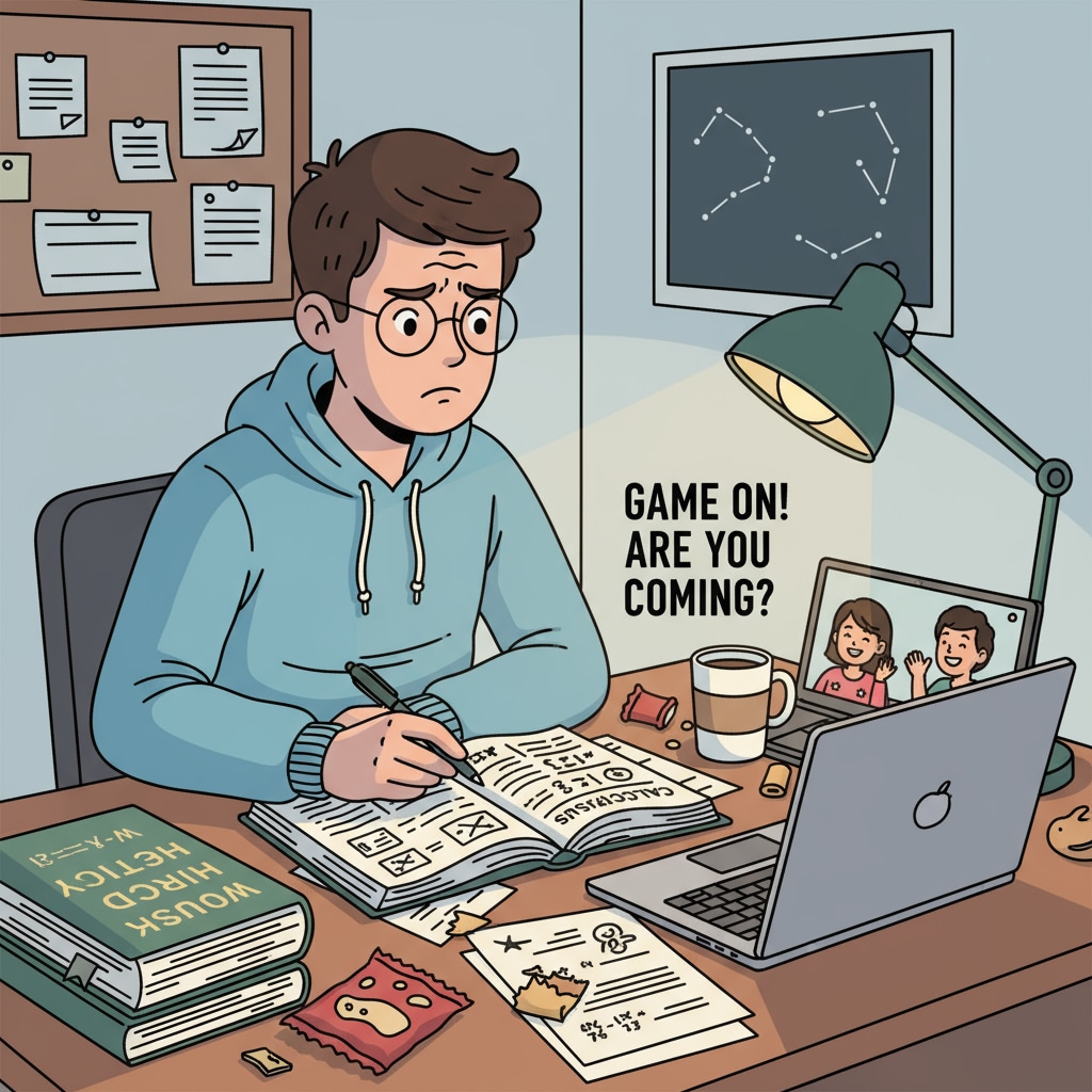 A student facing the dilemma of academic interruption while considering content creation