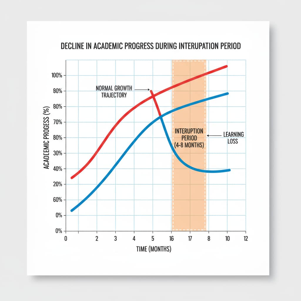 Graph depicting the negative impact of academic interruption on progress