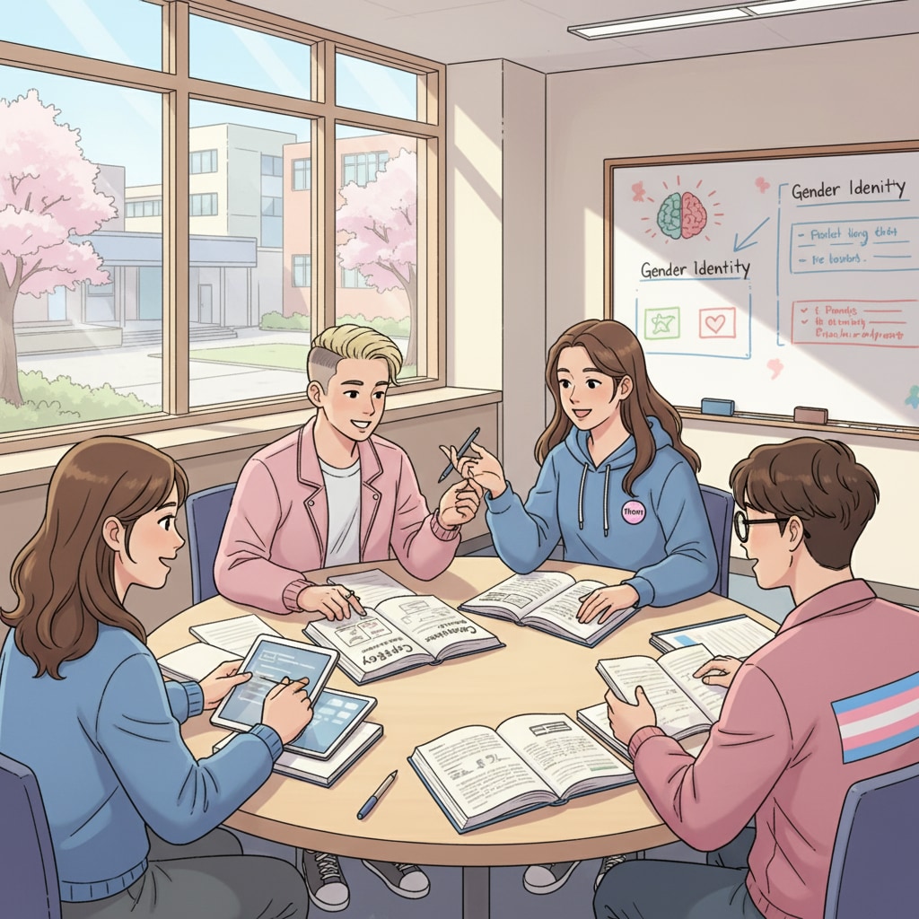 Transgender teenagers studying psychology in an Asian university classroom