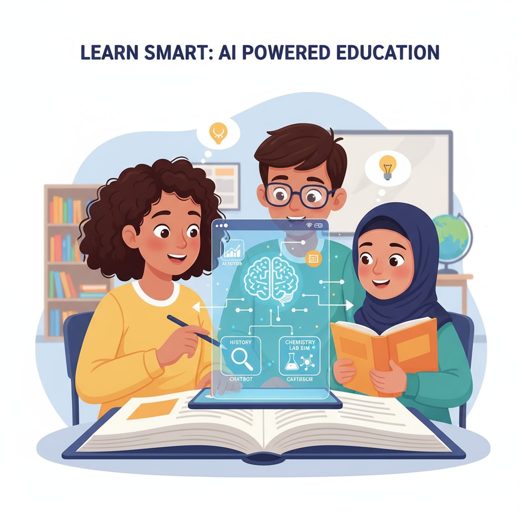 Students interacting with an AI-based educational app relevant to artificial intelligence, higher education, and employment automation