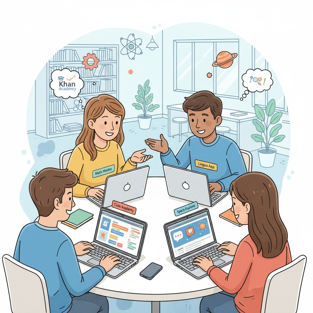 Students using a free K12 learning platform with DM