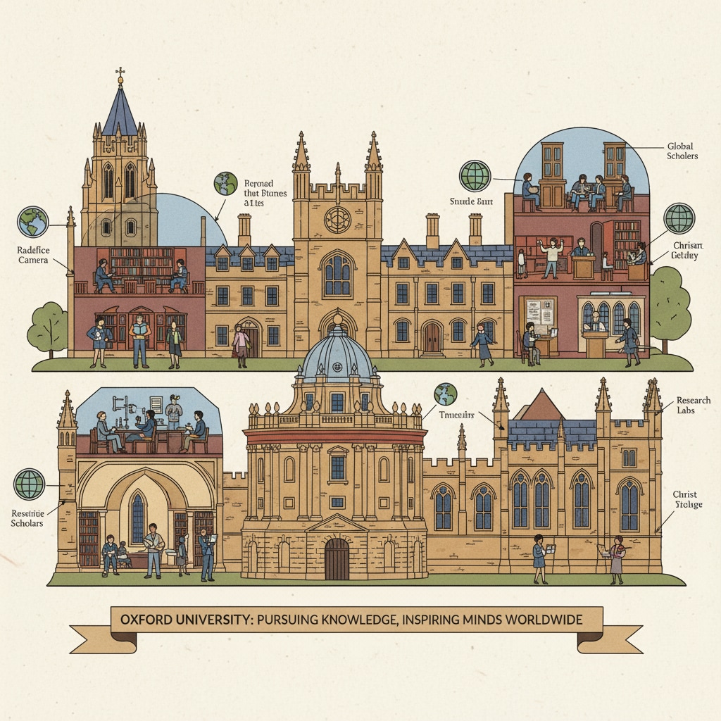 Oxford University buildings related to university applications, predicted grades, and the requirements for German students