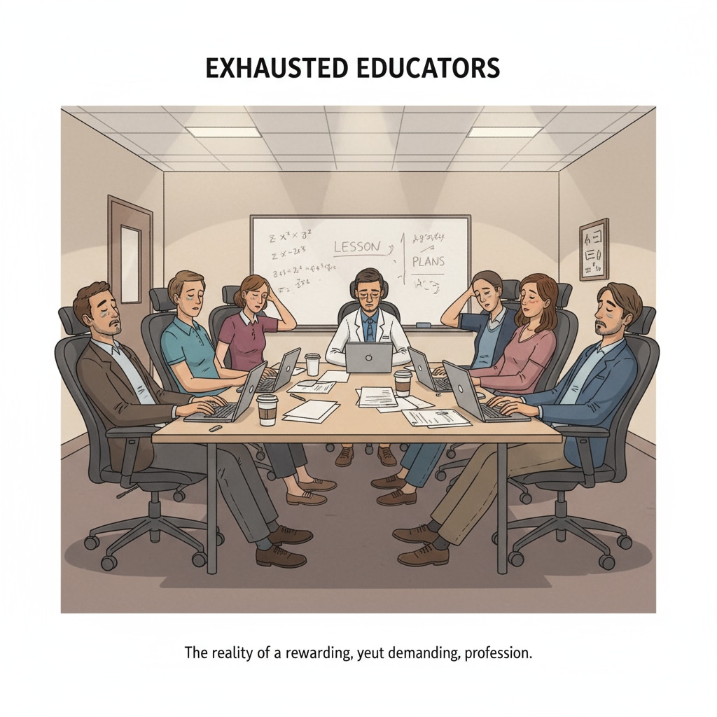 Teachers suffering from heavy teaching workload and showing signs of job burnout