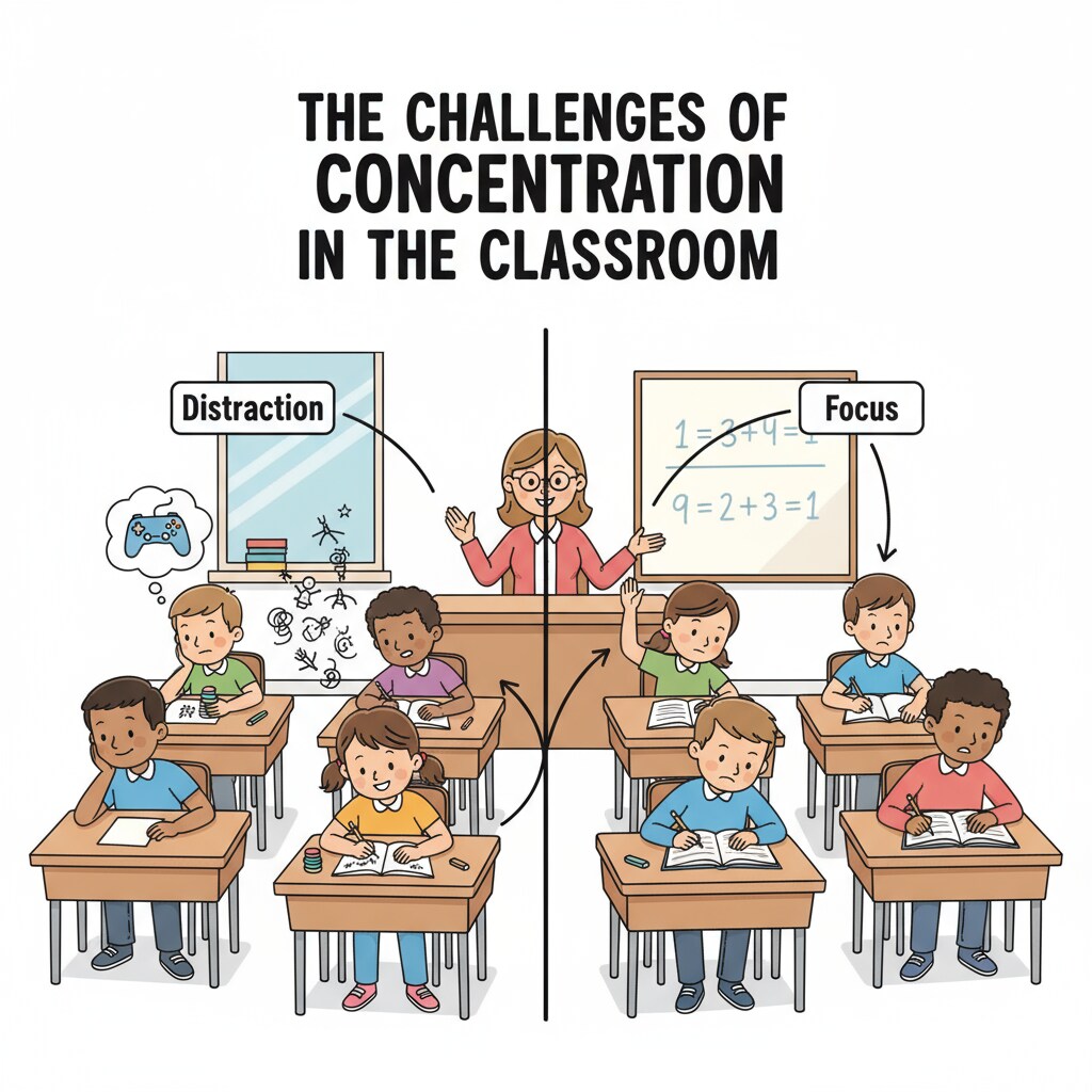 K12 students showing different levels of concentration related to thinking abilities, cognitive function, and sleep quality