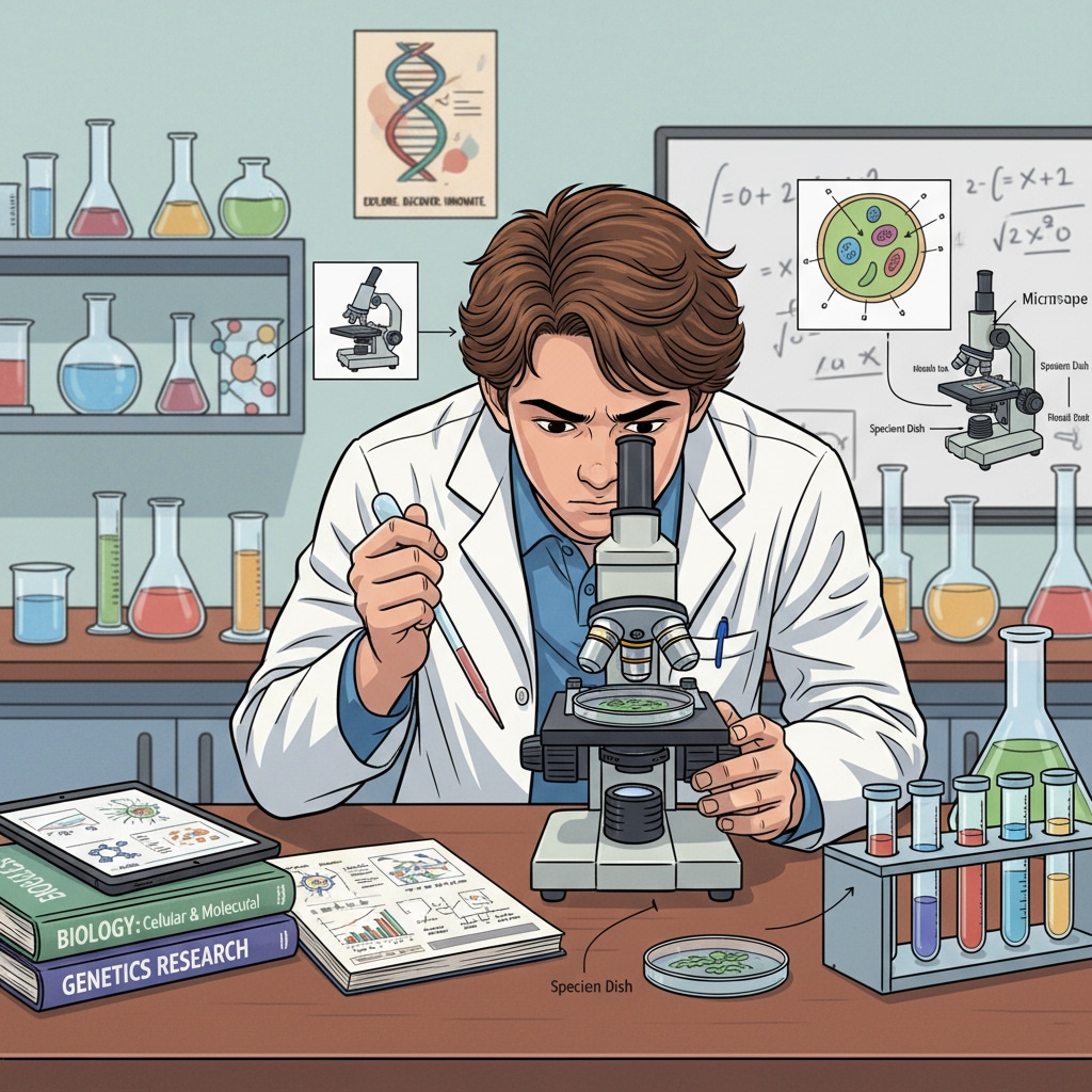High school student working on a STEM related research project for college application