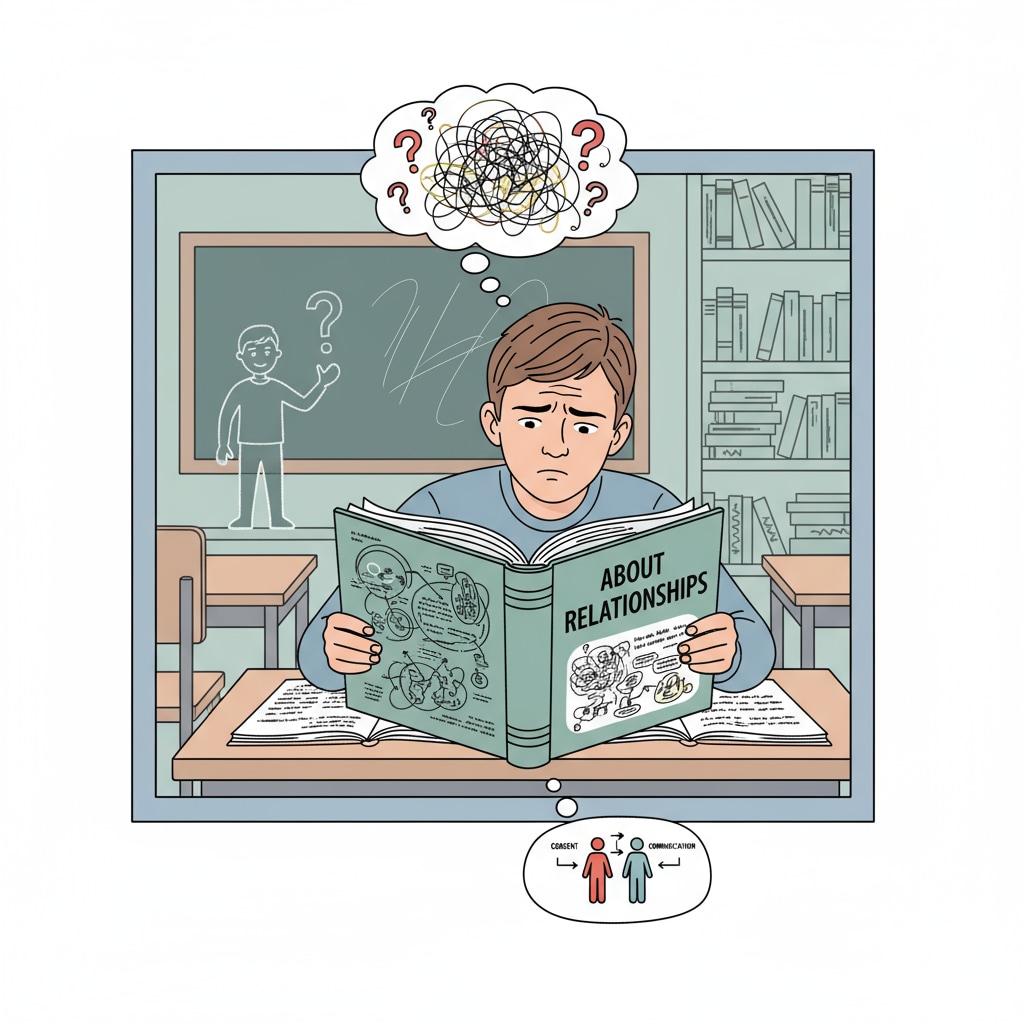 Confused young person due to lack of sexual education in school, related to sexual education, school education, and adolescent health