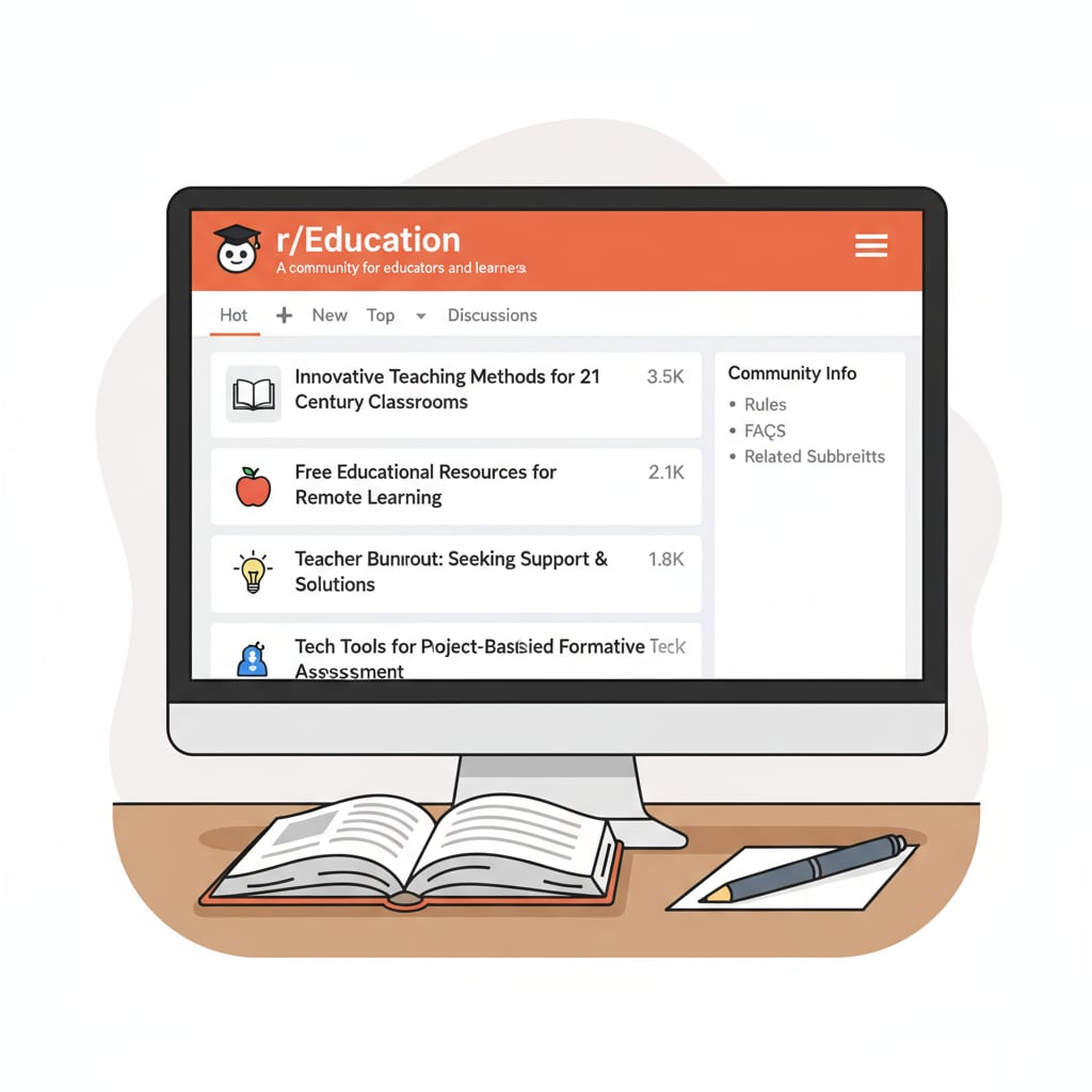 Screenshot of Reddit's r/Education community page with teaching-related threads