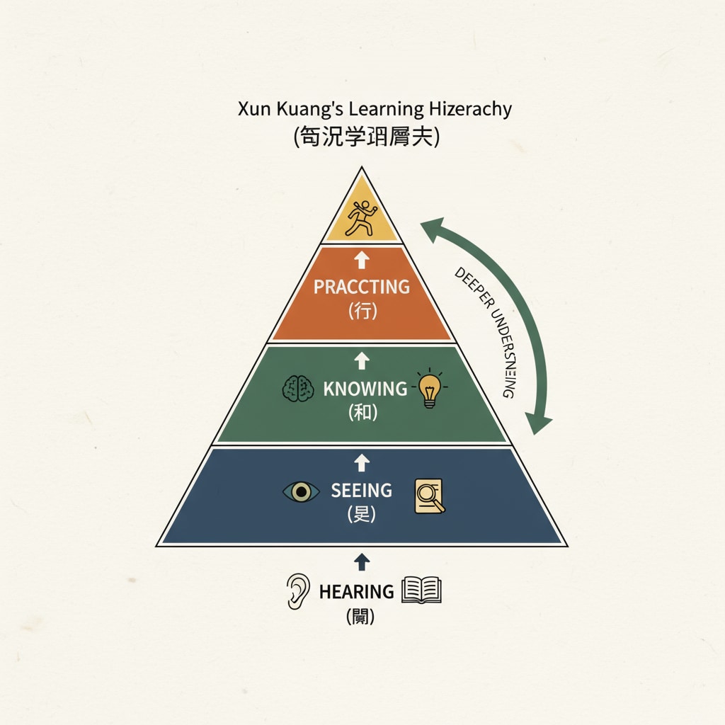 Xun Kuang's learning hierarchy related to learning theories and experiential learning