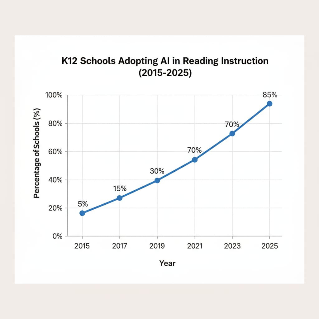 Graph depicting the growth of AI usage in K12 reading instruction