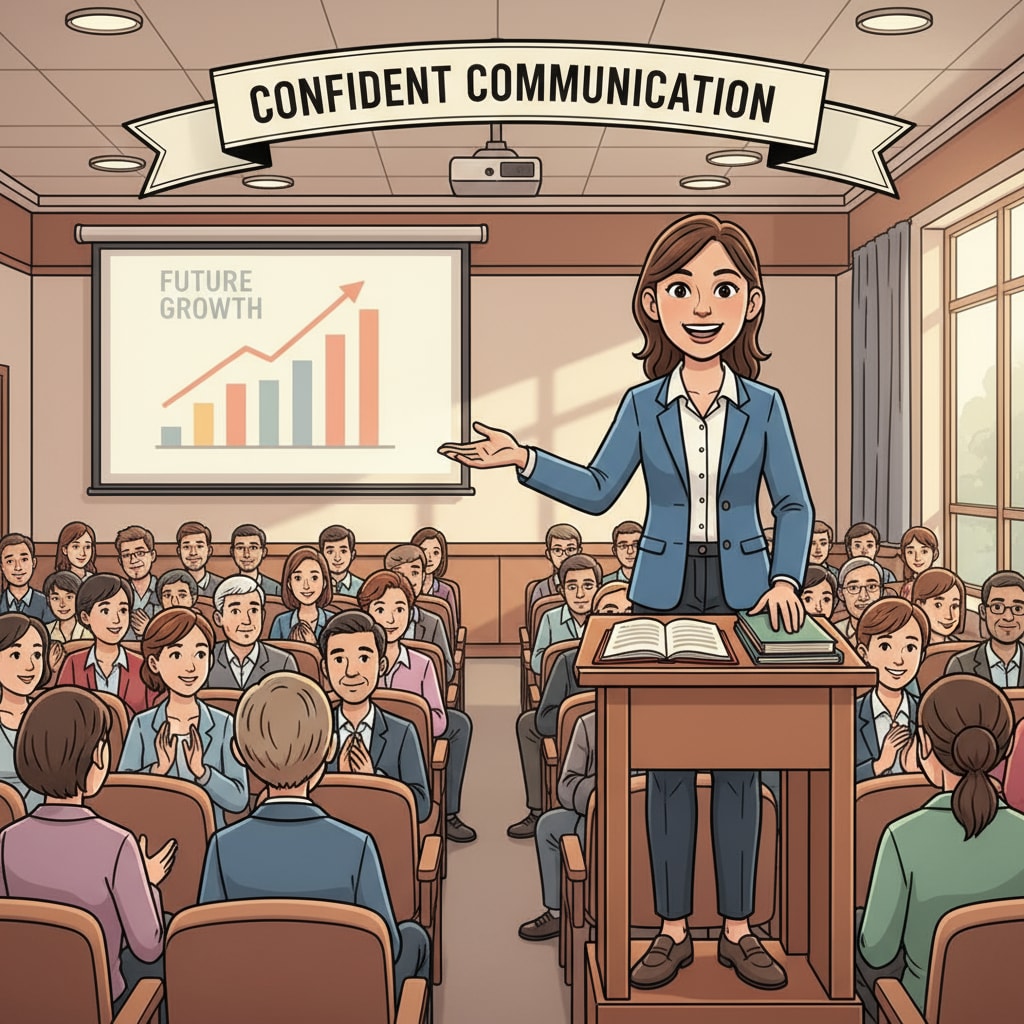 Student participating in public speaking to enhance communication skills for a pilot career