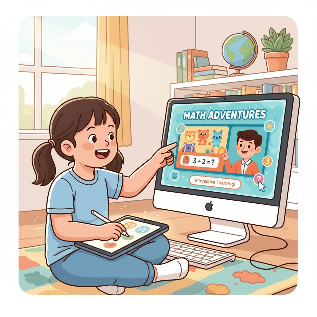 Child engaged in an online learning course relevant to family education academic resources and educational arrangements